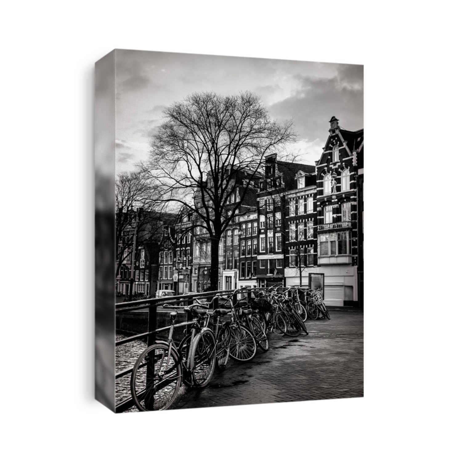 Amsterdam panorama in black and white