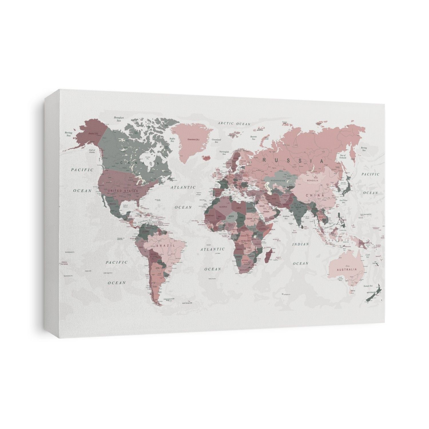World Map Pink Green 2