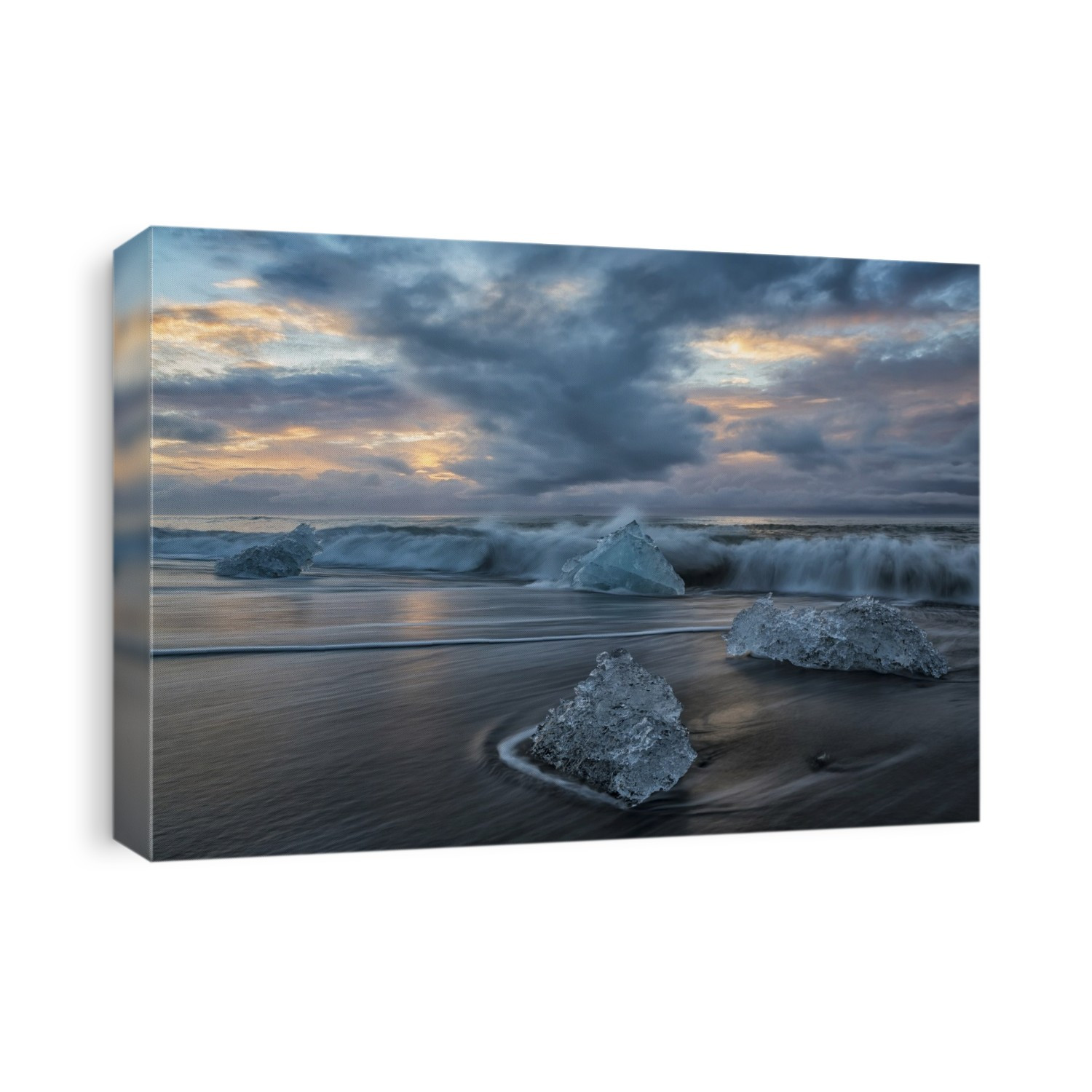Diamond Beach, Along The South Coast Of Iceland And Is An Area Where Ice Chunks From Jokulsarlon Are Deposited On The Beach After Each High Tide; Iceland