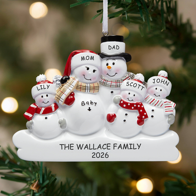 Expectant Snowmen Family Personalized Ornament