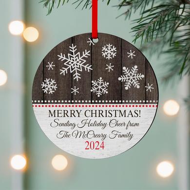 Vintage Snowflake Personalized Round Ornament
