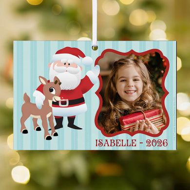 Rudolph® & Santa Photo Rectangle Ornament