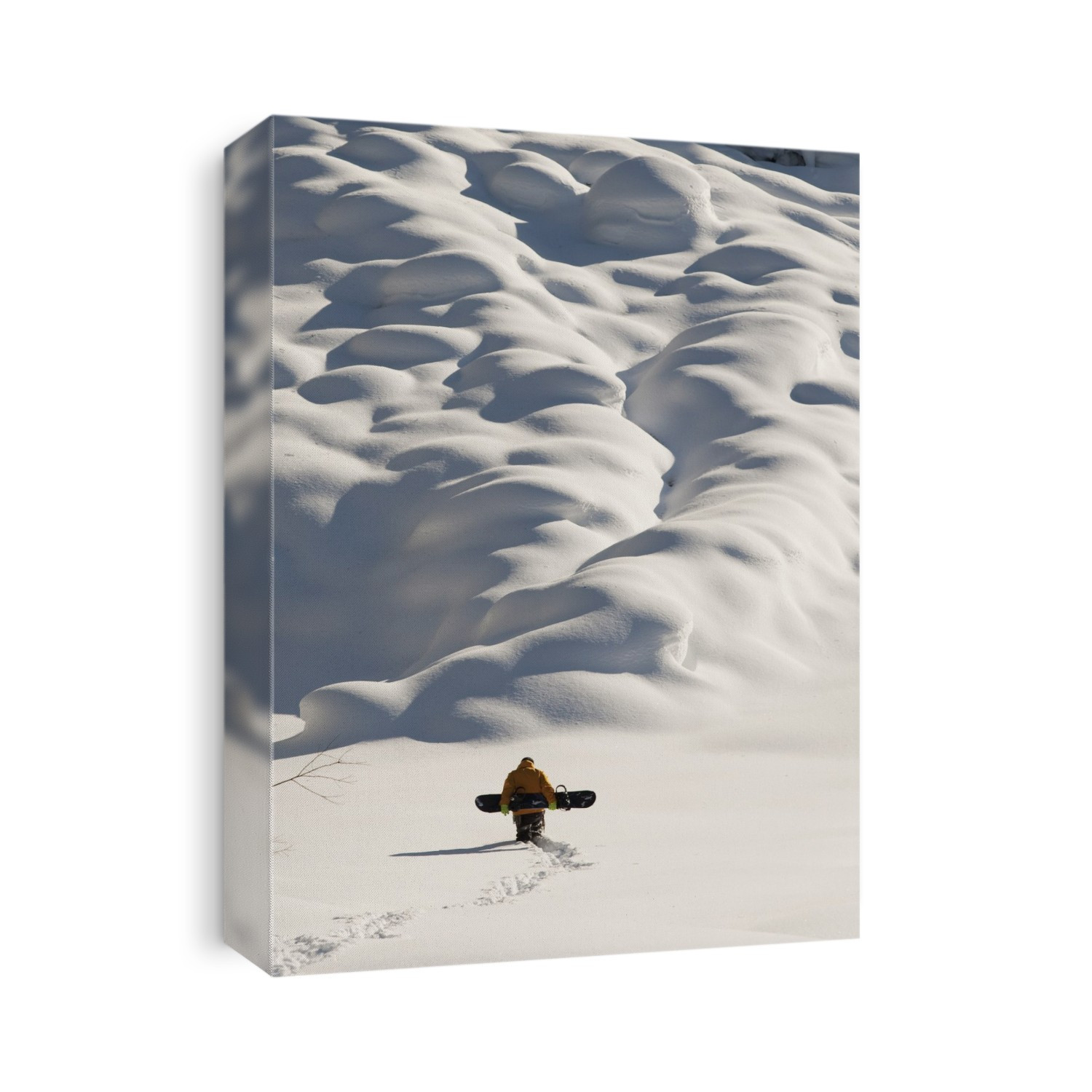 Person Walking With A Snowboard In Mountains Above Haines, Southeast Alaska, USA