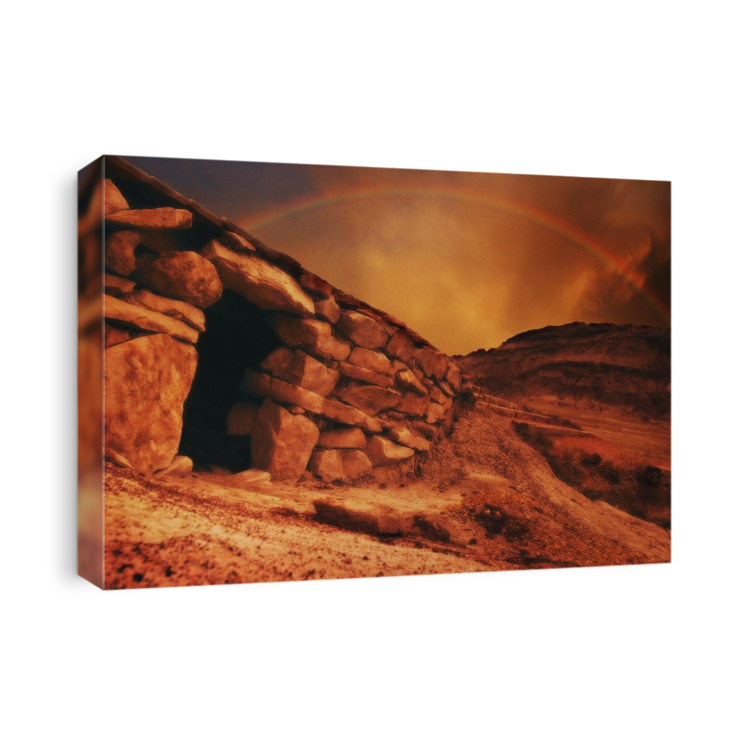 An Empty Tomb With A Rainbow