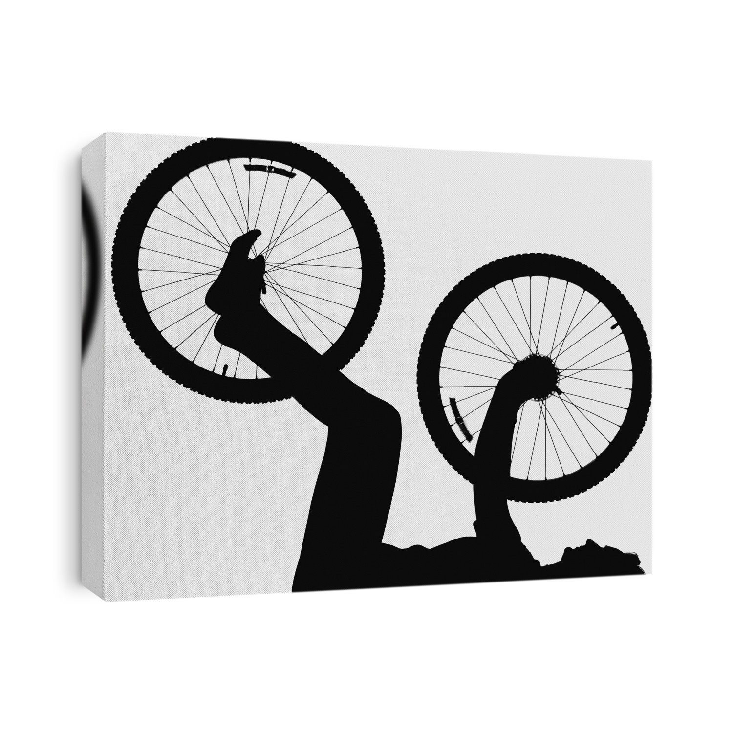Silhouette Of Person Holding Bicycle Wheels