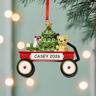 Nostalgic Red Wagon Personalized Ornament