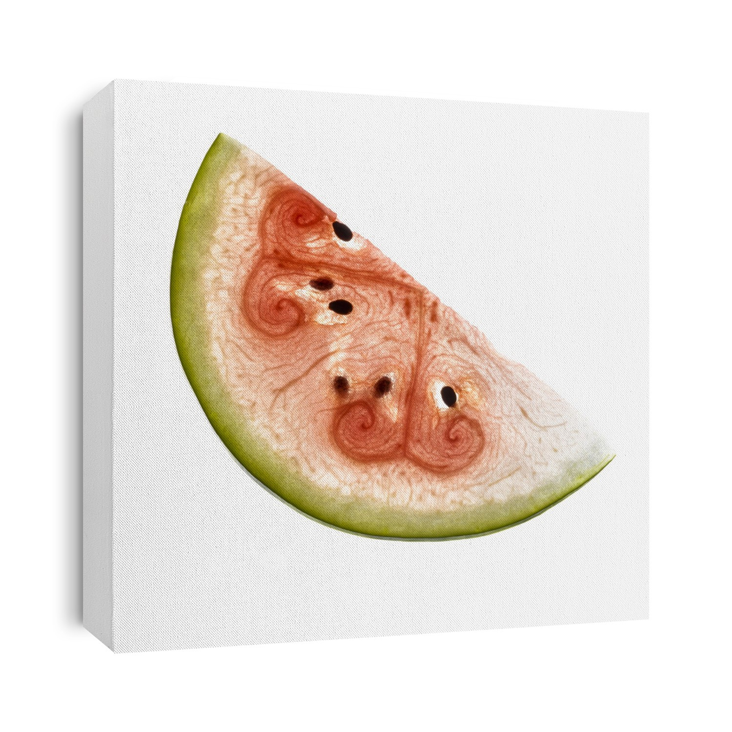 Slice of watermelon against a white background.