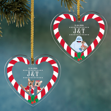 Rudolph® Candy Cane Acrylic Heart Ornament