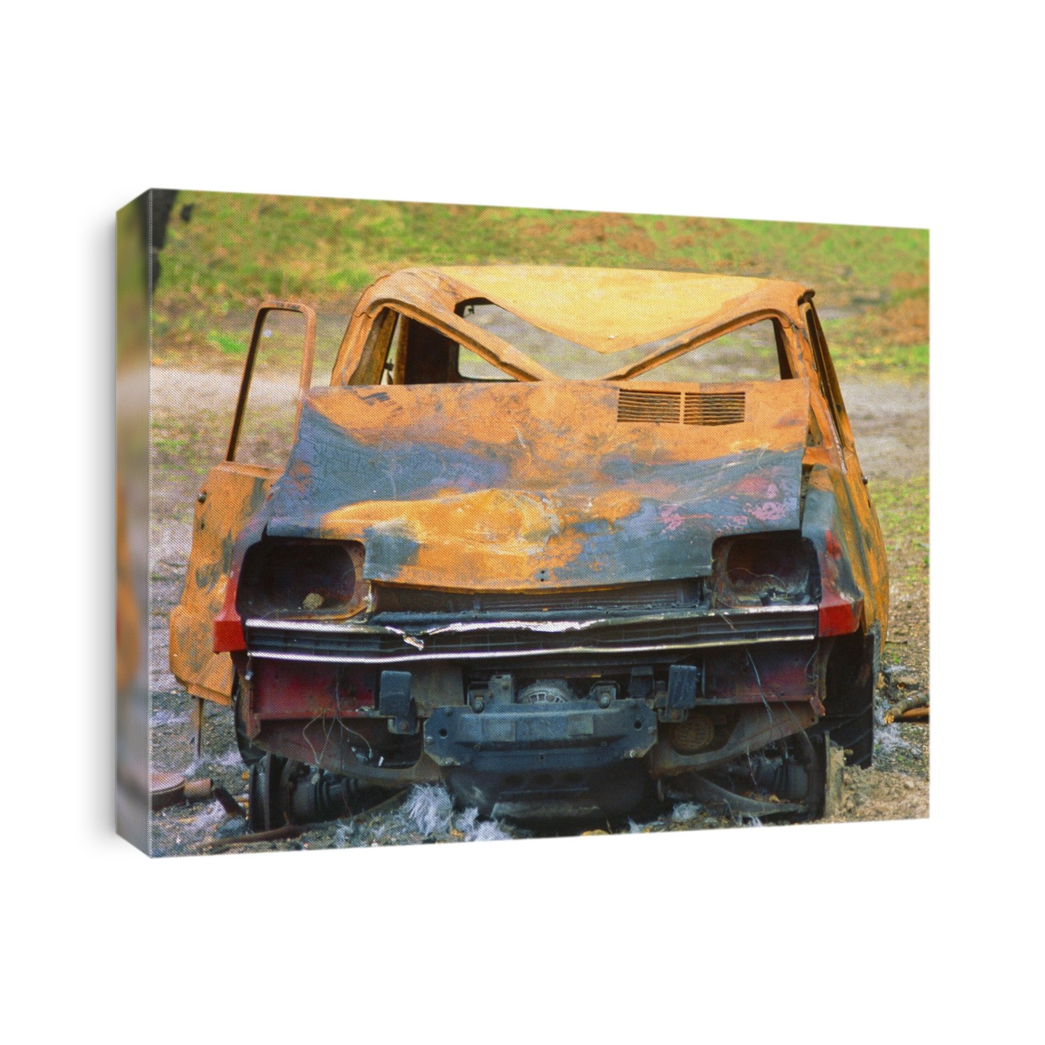 Rusting car. Computer enhanced image of a car showing evidence of rust over the body. Rusting is the process of corrosion by which iron reverts to its stable state - iron oxide (Fe2O3).