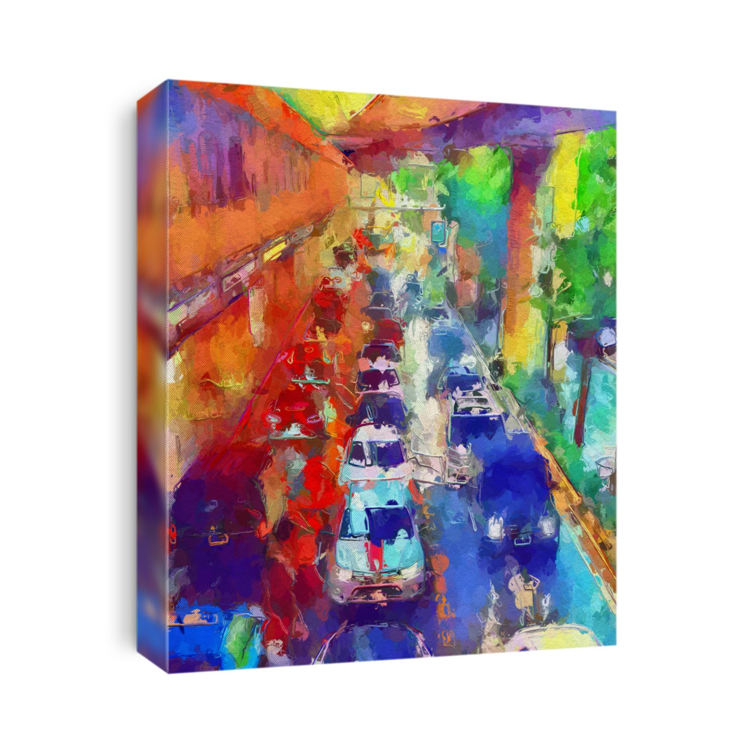 art color of cars on the road