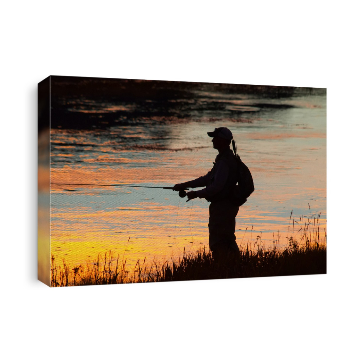 Fishing at sunset in the Yellowstone national park