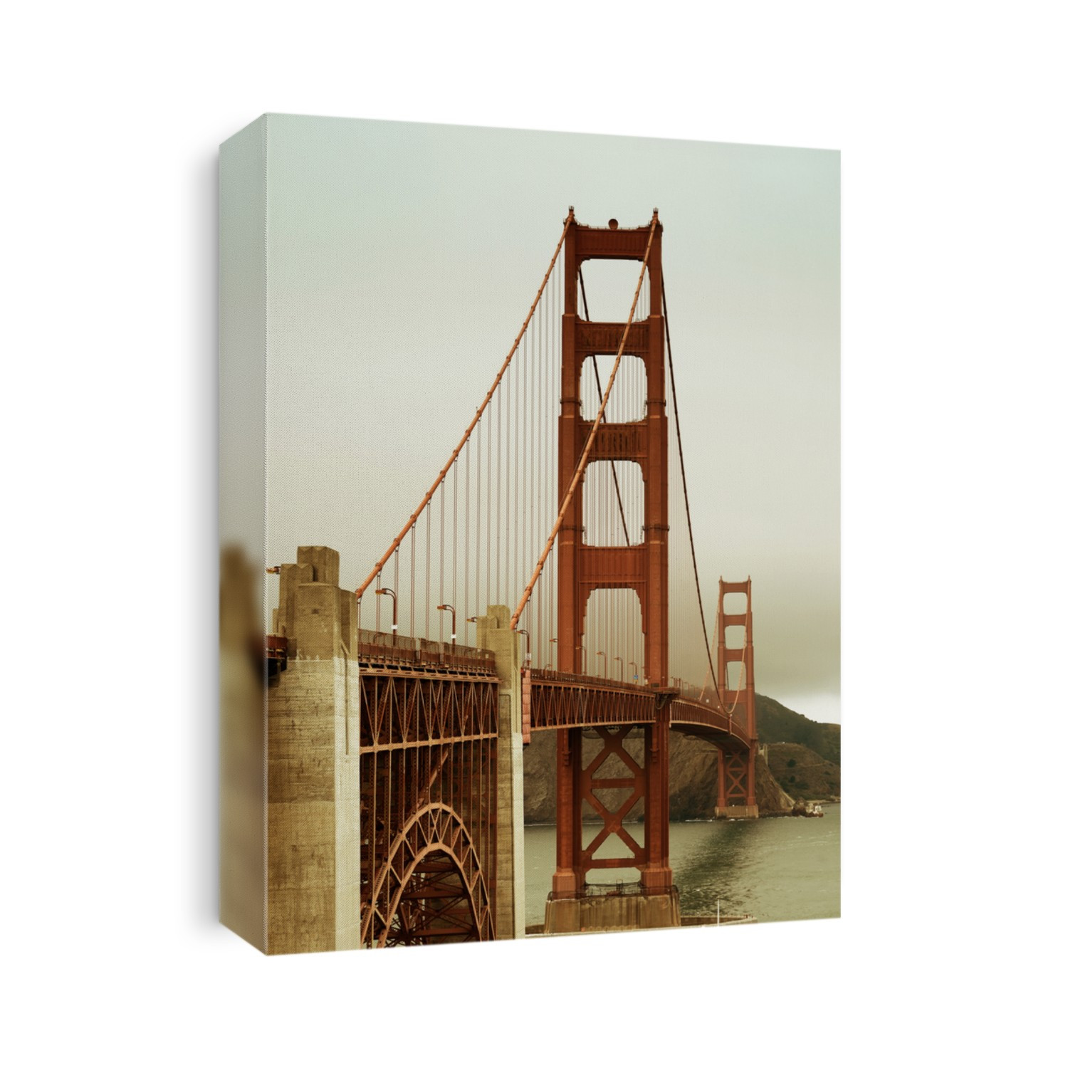 Golden Gate Bridge closeup in San Francisco as the famous landmark.