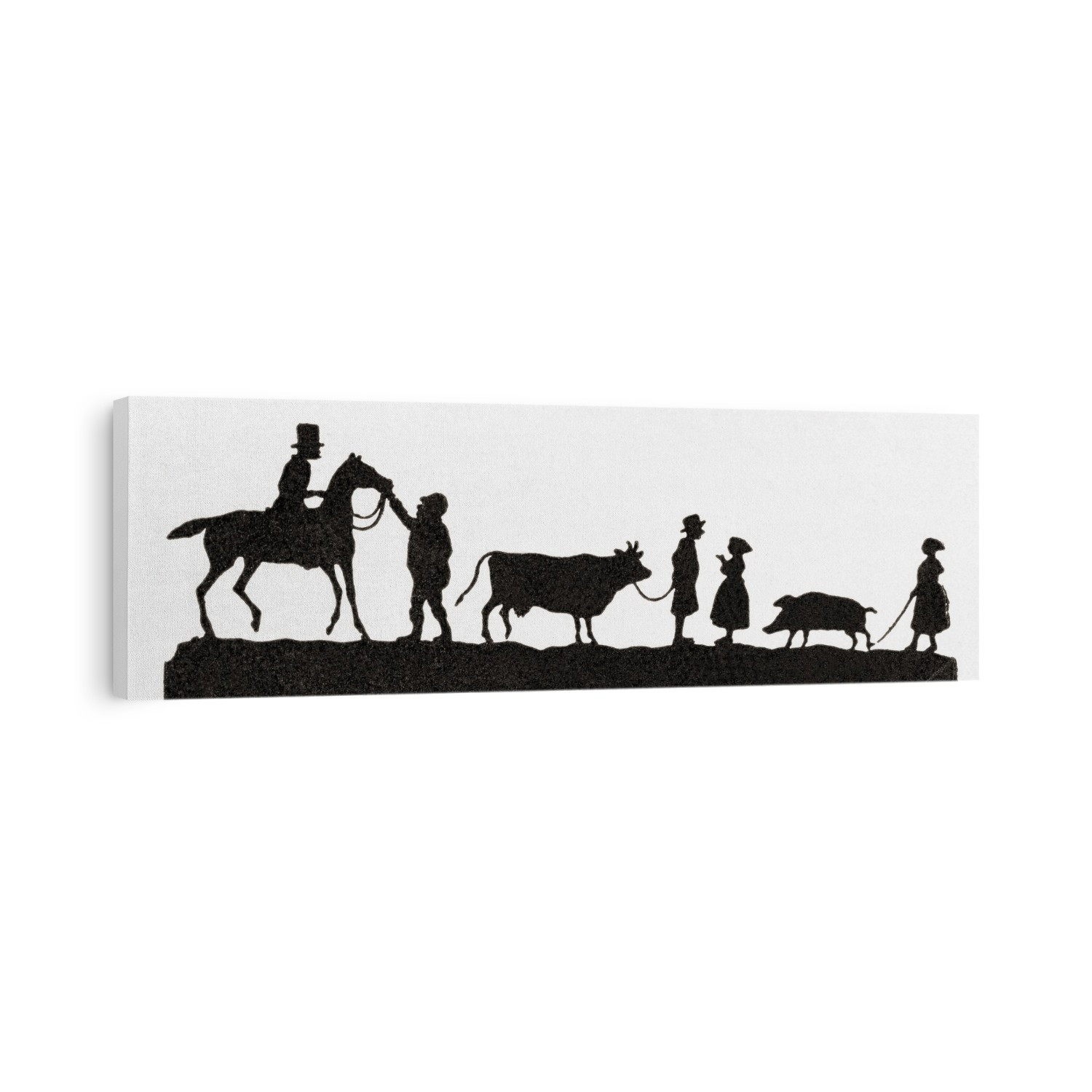 Paper silhouette depicting people taking their animals to market by Paul Ronewka, (1840 -1871).  From Meyers Lexicon, published 1927.