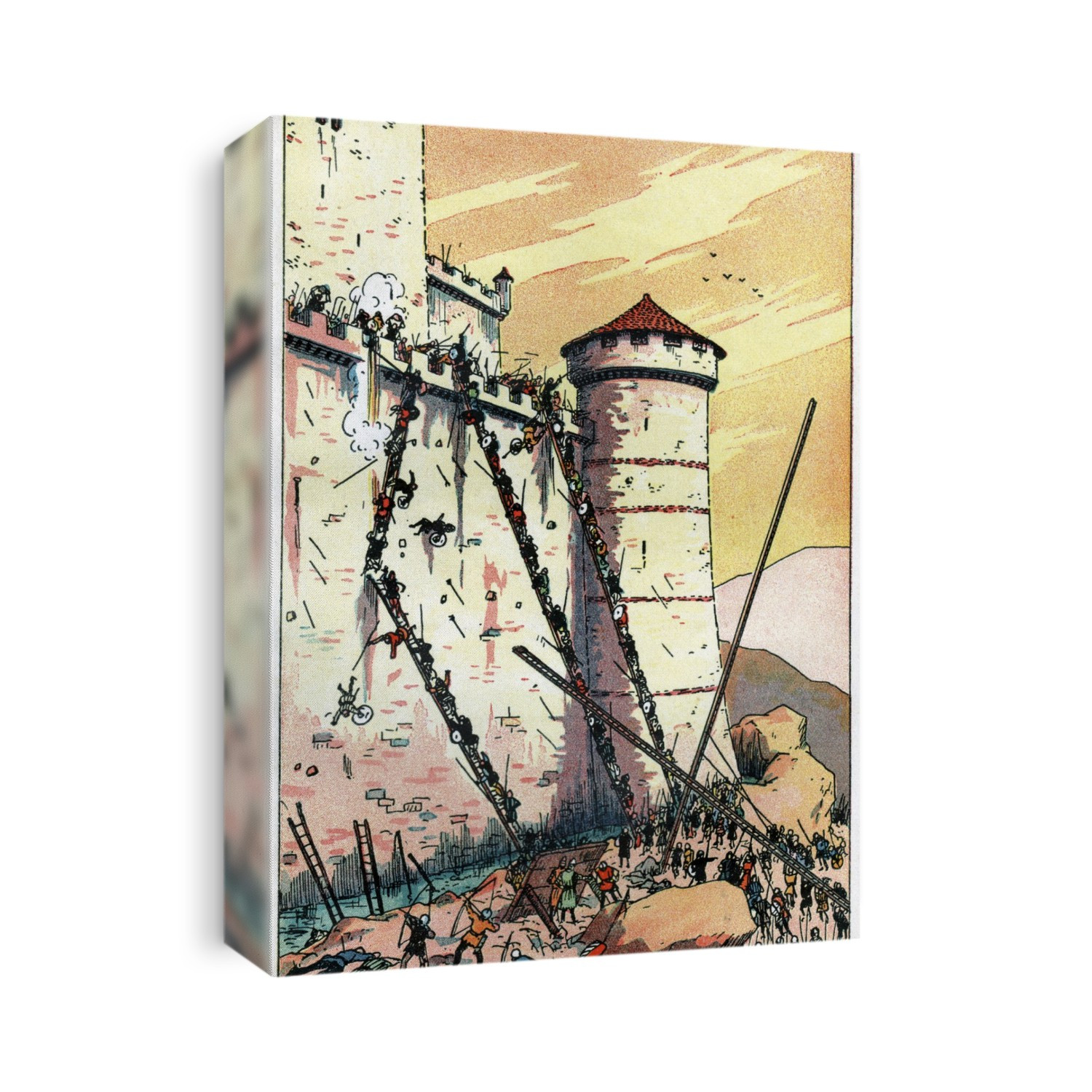 Chanson de geste. Historical illustration based on the 12th Century story of 'The Four Sons of Aymon' from the 'Chanson de geste' - a French mediaeval narrative and form of epic poem. Shown here is the Siege of Montauban by the army of the emperor Charlemagne. Image from in 'Contes et Recits du Moyen Age' by Daniel Girard, France, 1947.
