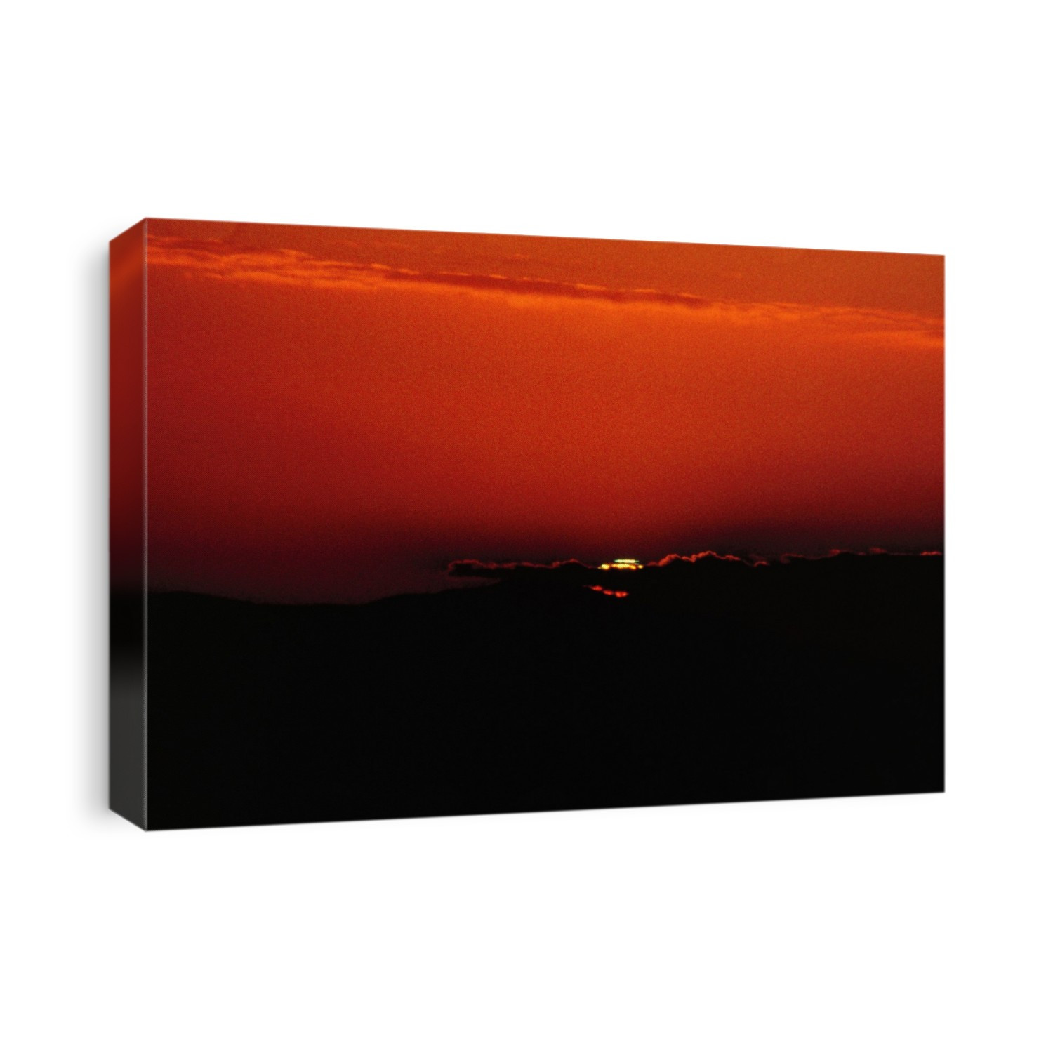 "Green Flash" at sunset over Lammermuir Hills, Scotland