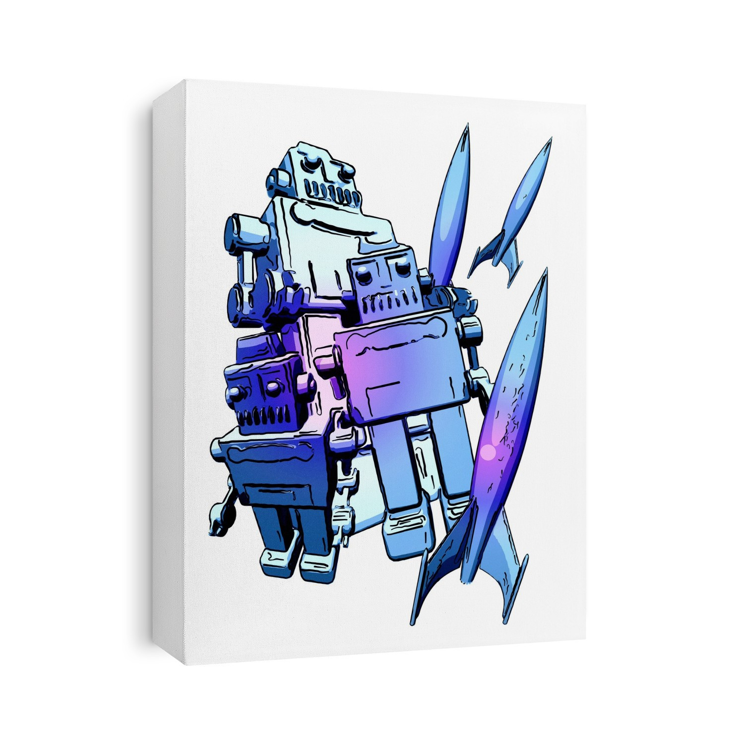 Robots and rockets, computer artwork.