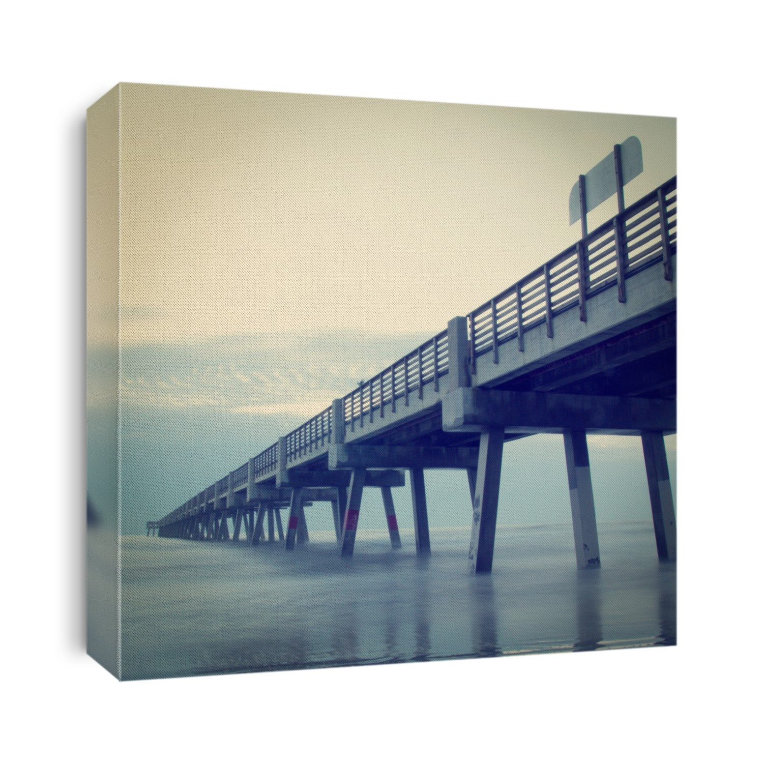 Jacksonville Beach, Florida fishing pier with retro effect.