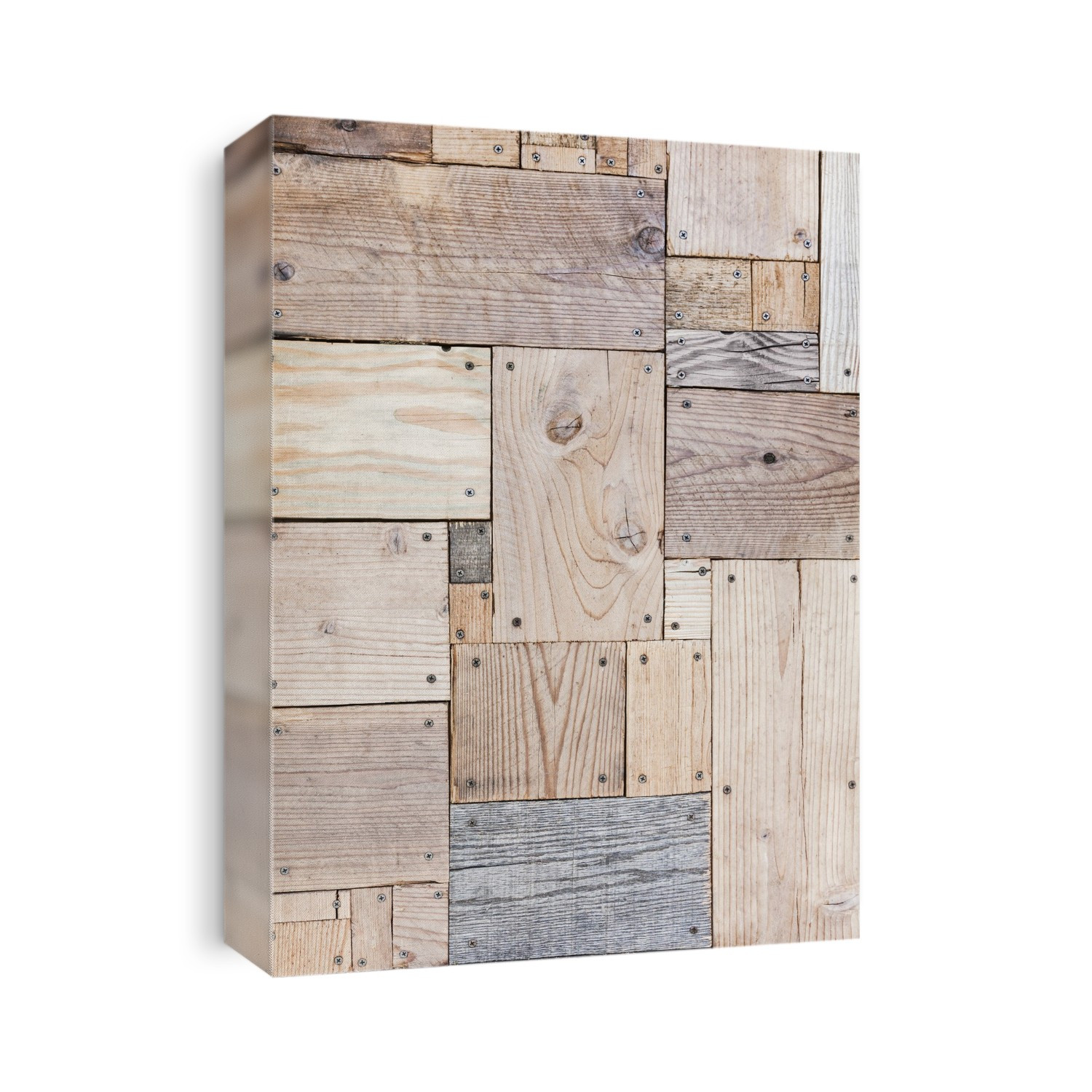 Blocks Of Eco-Friendly Natural Reclaimed Wood Screwed Together To Form A Flat Pattern Wall Surface; Honolulu, Oahu, Hawaii, United States Of America