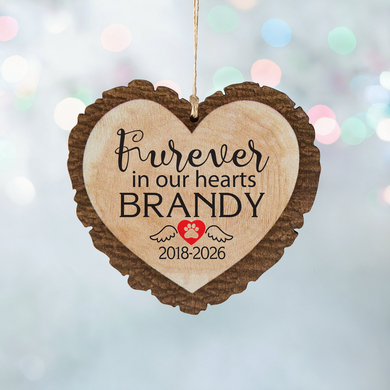 Furever in Our Hearts Pet Rustic Wood Heart Ornament