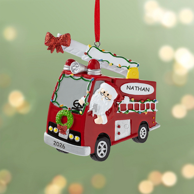 Santa Claus is Coming to Town Firetruck Ornament