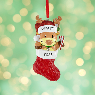 Reindeer in Stocking Ornament