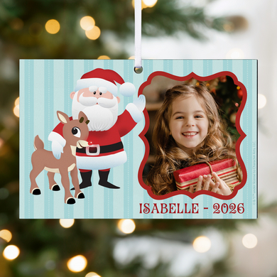 Rudolph® & Santa Photo Rectangle Ornament