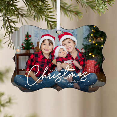 Christmas Shimmer Photo Scroll Ornament