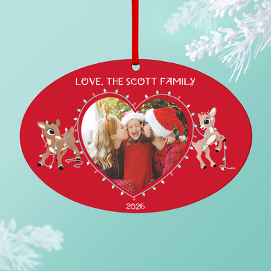 Rudolph® Christmas Lights Photo Oval Ornament