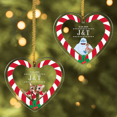 Rudolph® Candy Cane Acrylic Heart Ornament