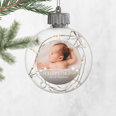 Baby's  First Christmas  Photo Fairy Lights Ornament