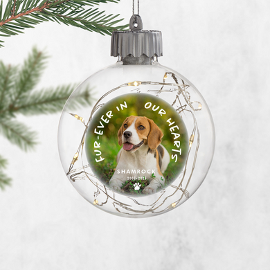 In Our Hearts Pet Photo Memorial Fairy Lights Ornament