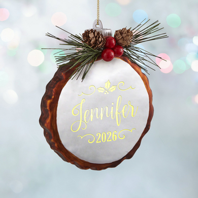 Lighted Pine Name Ornament