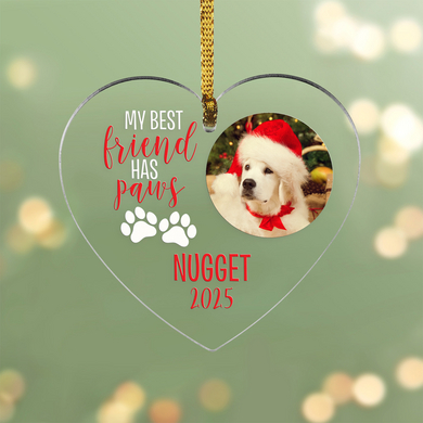 Best Friend Has Paws Photo Heart Ornament
