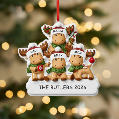 Cutesy Moosey Family Ornament