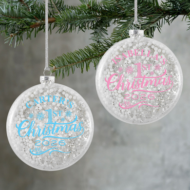 Child's Christmas Glitter Glass Ornament