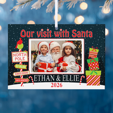 Visit with Santa Photo Rectangle Ornament