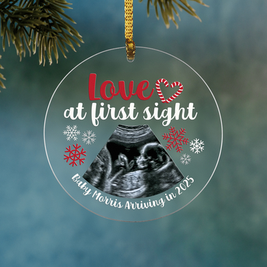 Love at First Sight Sonogram Photo Round Ornament