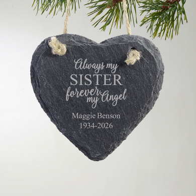 Forever My Angel Slate Heart Ornament