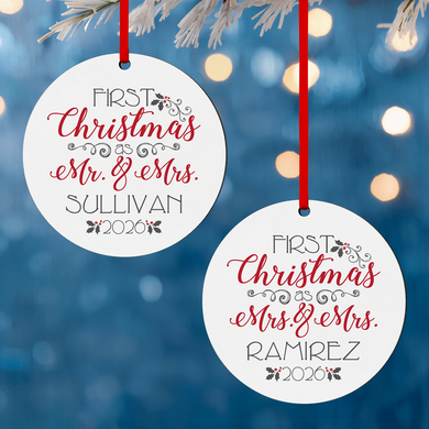 Christmas to Remember Wedding Round Ornament