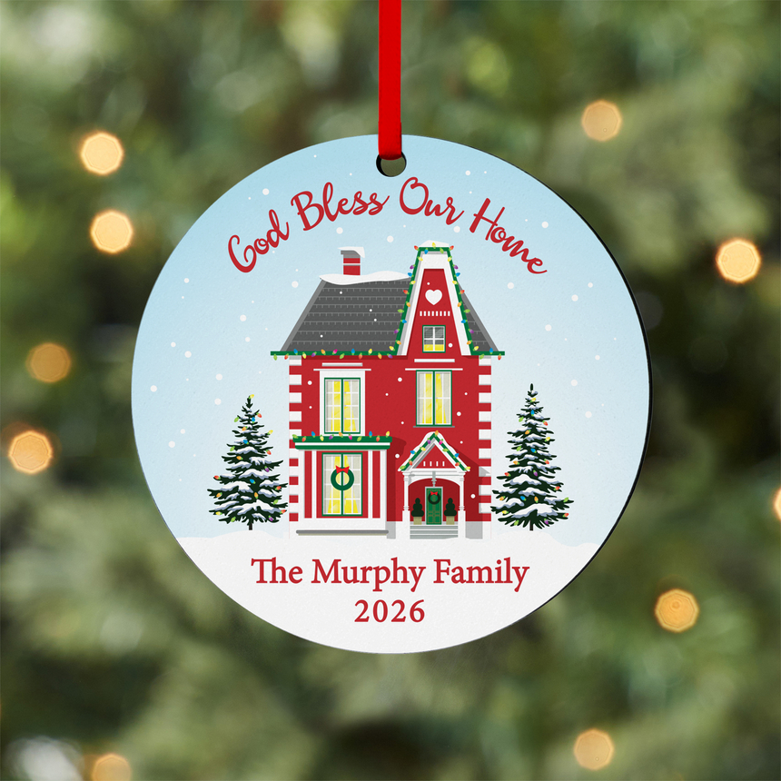 God Bless Our Home Round Ornament