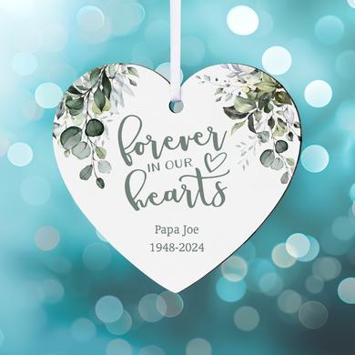 Forever In Our Hearts Memorial Wood Heart Ornament