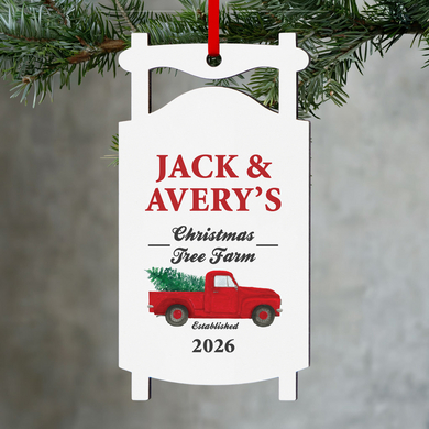 Christmas Tree Farm Sled Ornament