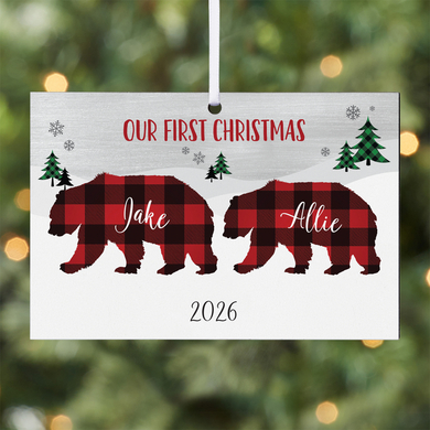 Beary Merry Couple Rectangle Ornament
