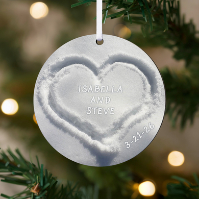 Heart in Snow Round Ornament
