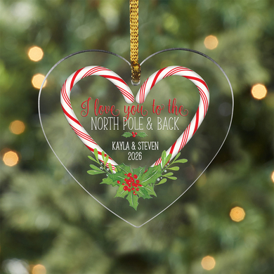 Love You to the North Pole & Back Heart Ornament