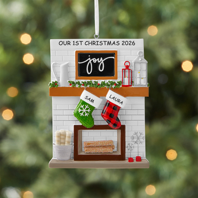 Rustic Cozy Christmas Couple Ornament