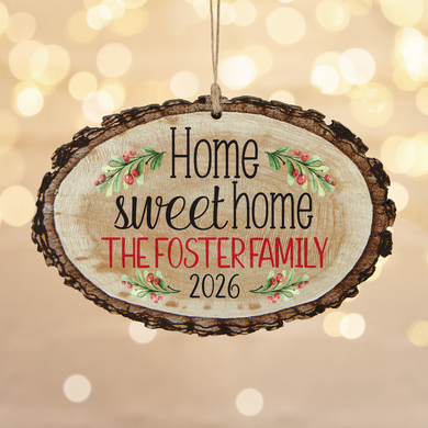 Home Sweet Home Rustic Wood Oval Ornament