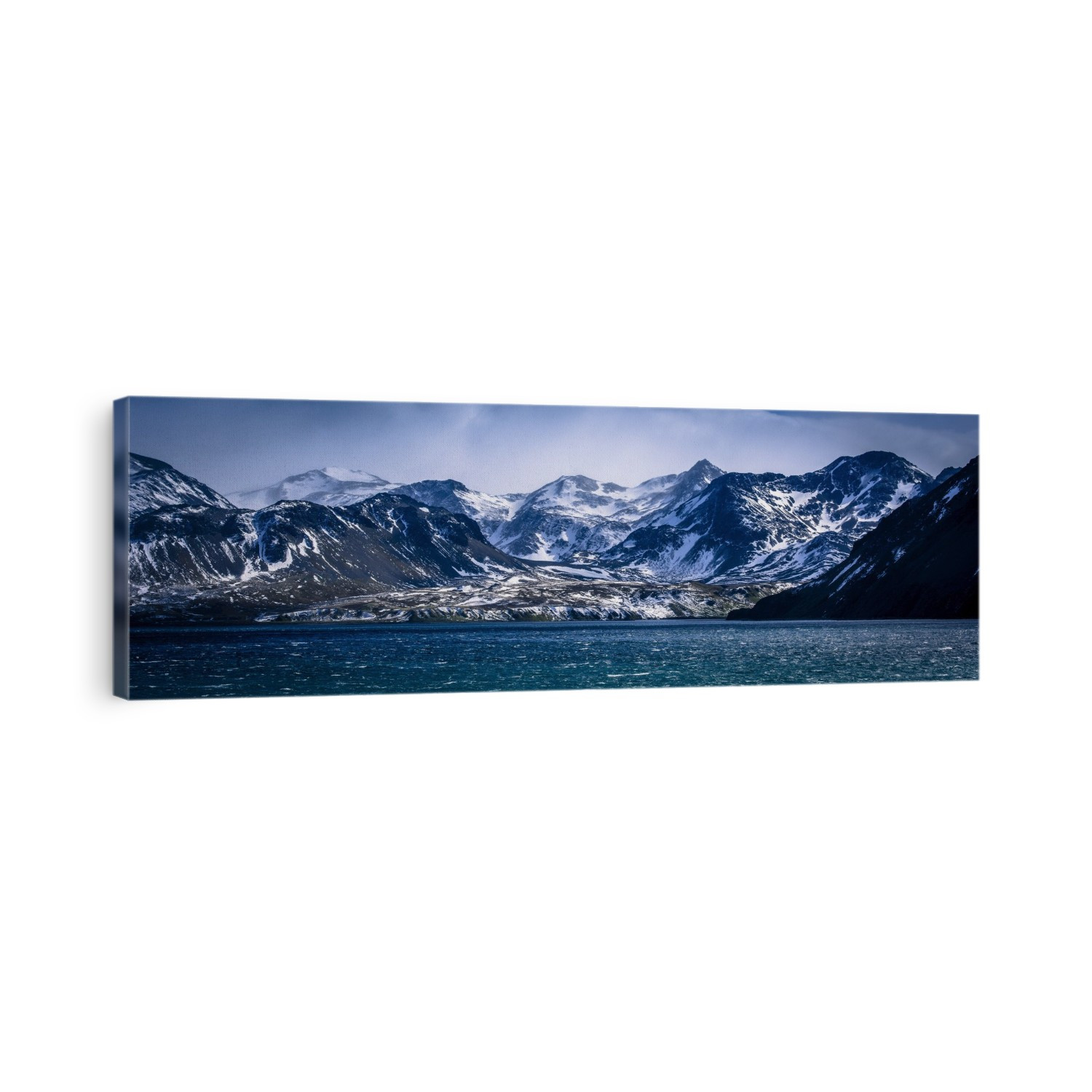 Snowy Mountains In Sunshine Beside Blue Sea; Antarctica