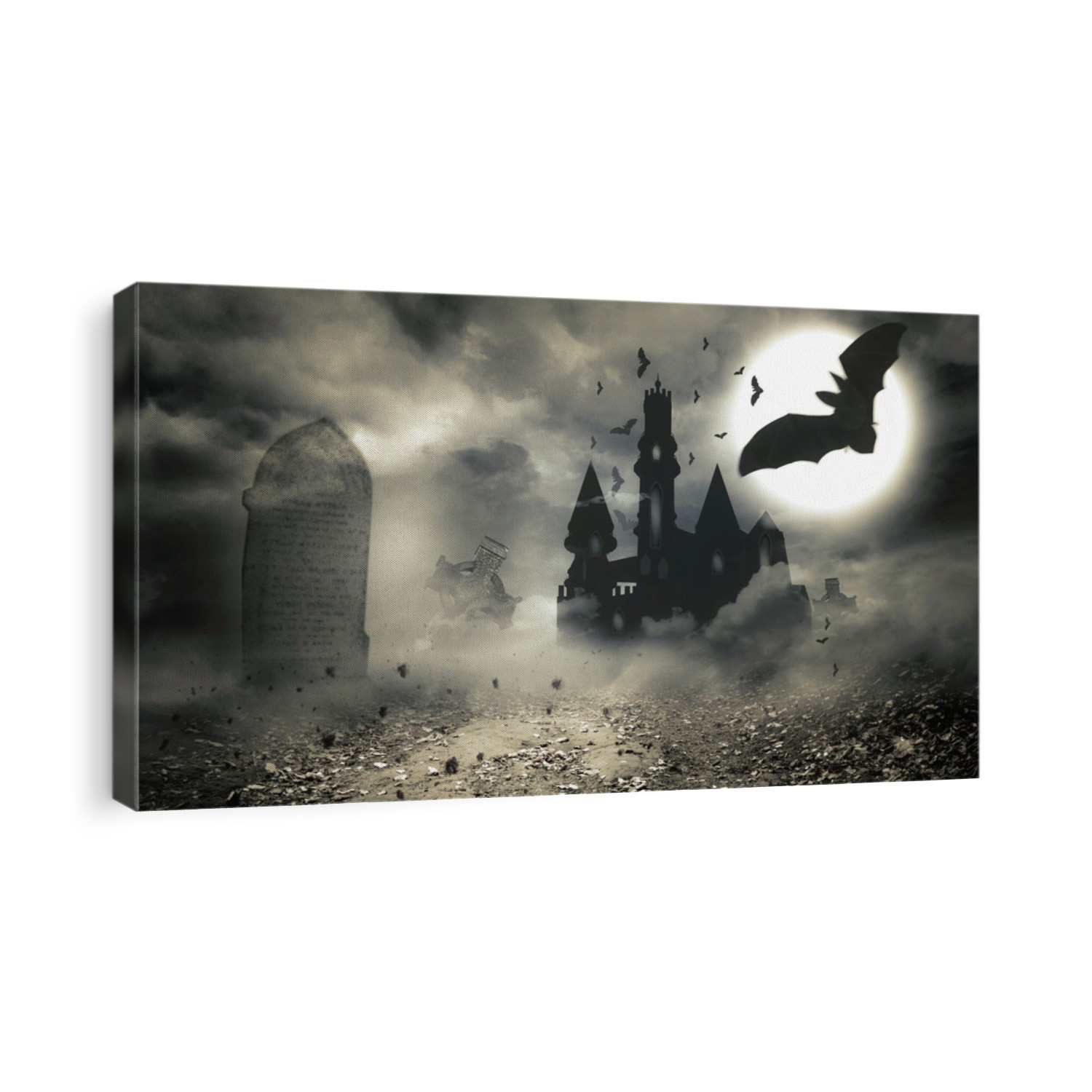 Digitally generated Bats flying to draculas castle