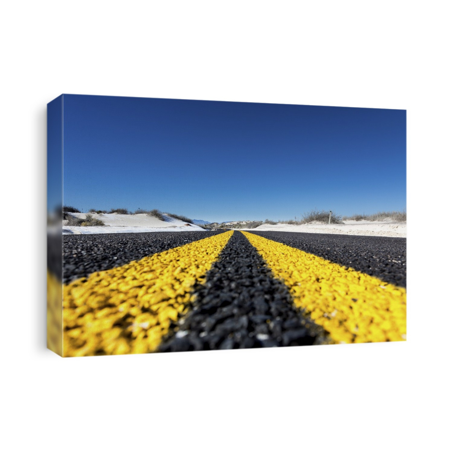 Road markings on asphalt.